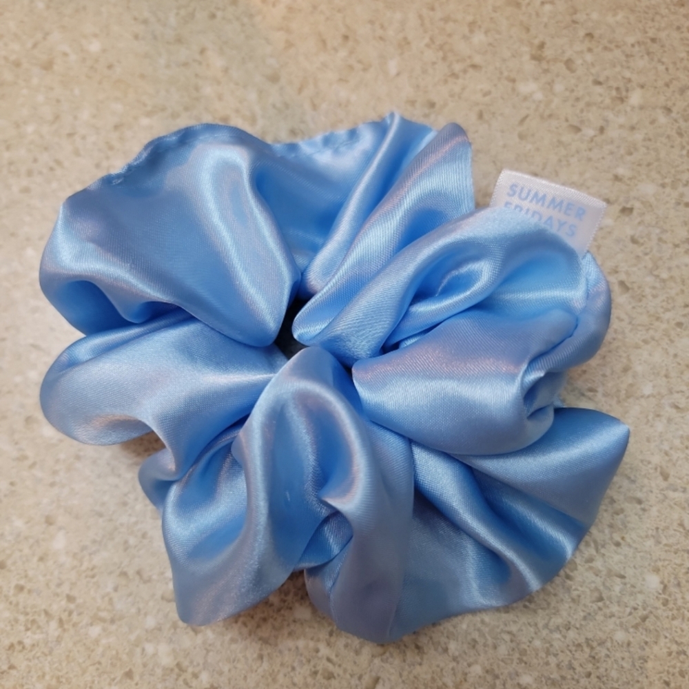 Blue Summer Fridays Satin Scrunchie